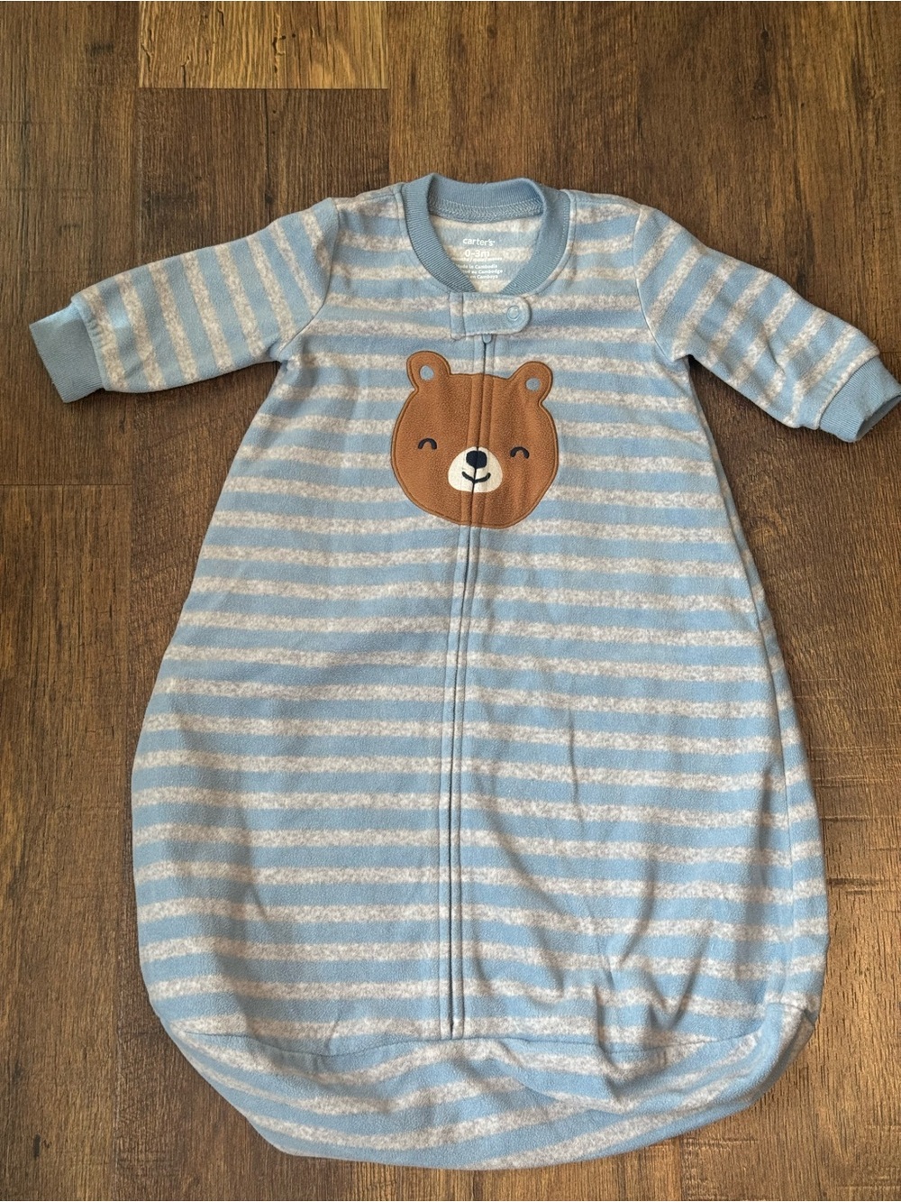Carter's Light Blue & White Striped Bear Sleep Sack